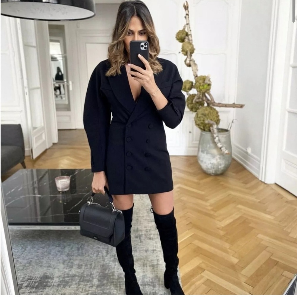 ZARA Puff Sleeve Shawl Collar Blazer Dress
Double Breasted